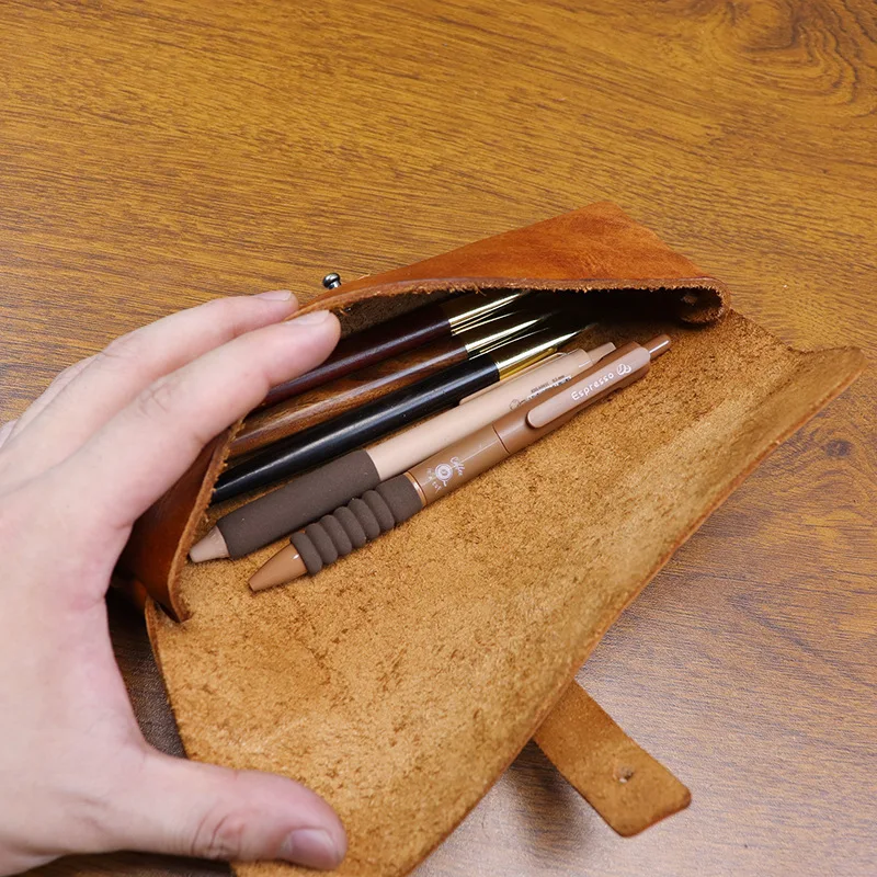 Kotak Pensil Kulit Retro Korea - Tan Stationery & Office Supply ulasan dan harga