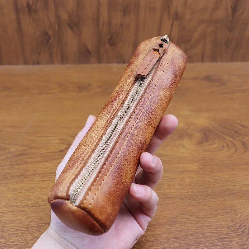 Kotak Pensil Kulit Sapi Retro  - Tan Stationery & Office Supply ulasan dan harga